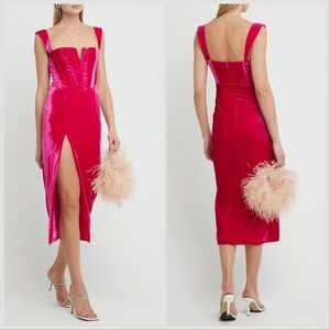 o.p.t Pink Velvet Klarissa Midi Dress Sz XS